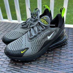 Brand new never worn Airmax 270 boys size 5 1/2 black gray and volt